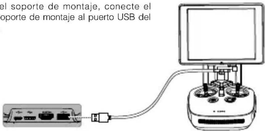 el soporte de montaje, conecte el oporte de montaje al puerto USB del
