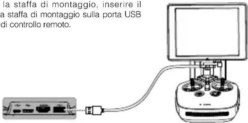 la staffa di montaggio, inserire il a staffa di montaggio sulla porta USB di controllo remoto.