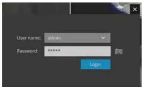 User name: admin Password: ***** Login