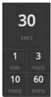 30 secs 1 3 min mins 10 60 mins mins