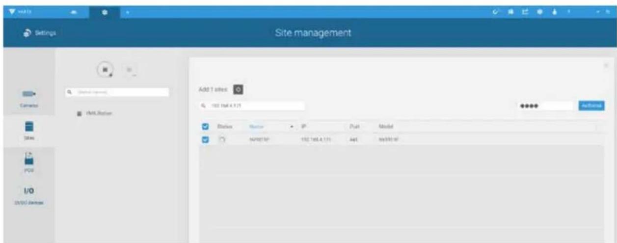 Site management Add 1 sites 102.194.4.175 Add Sites Station Water IP Port Model NAP013P 102.195.4.175 445 N=000167