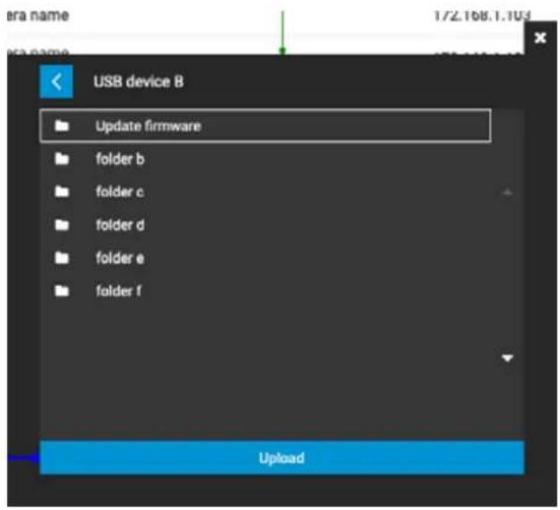 USB device B Update firmware folder b folder c folder d folder e folder f Upload
