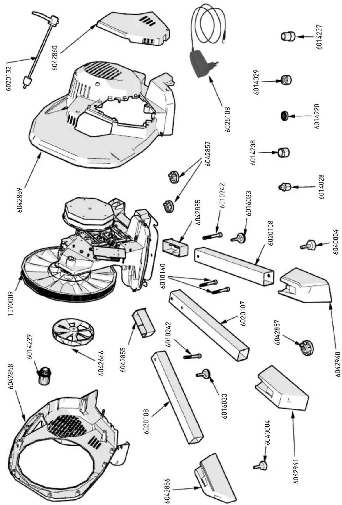 Exploded view diagram of a mechanical assembly with labeled parts and part numbers