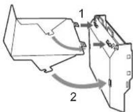 Technical diagram showing two labeled components with directional arrows indicating flow or movement