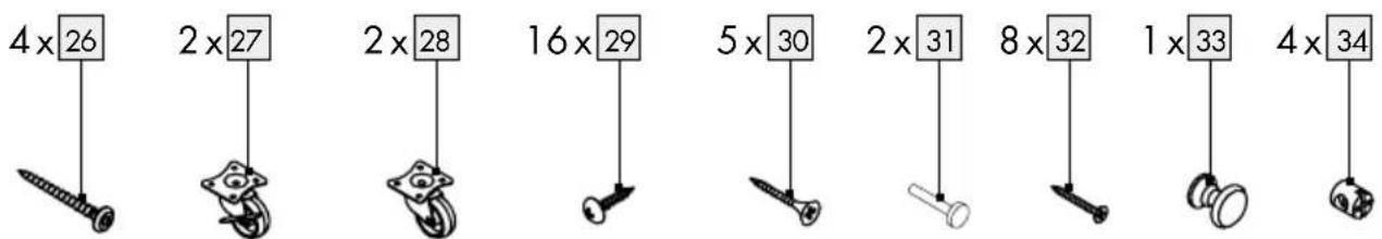 4×26 2×27 2×28 16×29 5×30 2×31 8×32 1×33 4×34