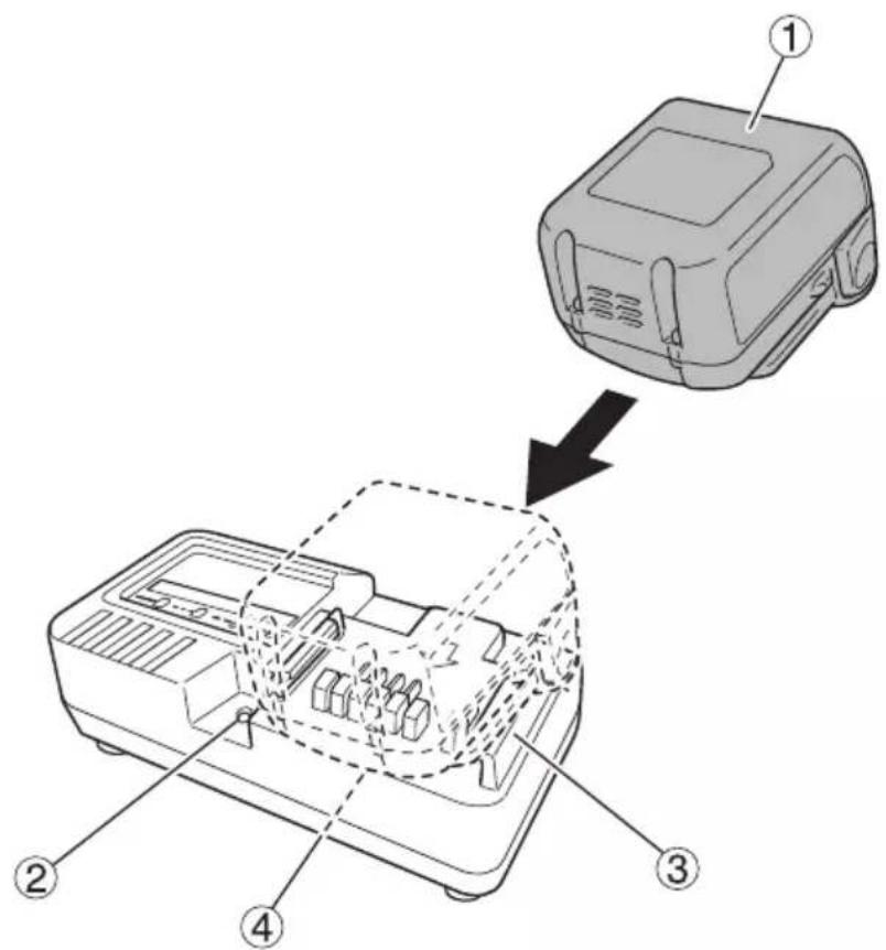 Diagram of a device with numbered parts and an arrow indicating process flow, showing internal components and assembly.
