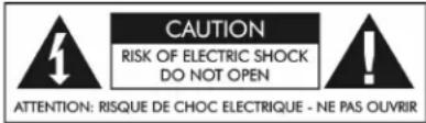 CAUTION RISK OF ELECTRIC SHOCK DO NOT OPEN ATTENTION: RISQUE DE CHOC ELECTRIQUE - NE PAS OUVRIR