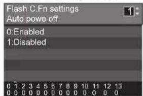 Flash C.Fn settings Auto power off 0:Enabled 1:Disabled