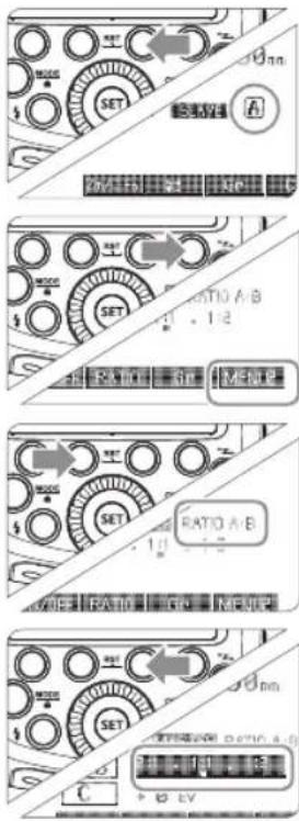 SET RATIO A/B 1.1 - 1/2 SET RATIO B MENIE SET RATIO A/B 1.1 - 1/2 SET RATIO G MENIE SET RATIO D D:210 A/B 3 - 5 EV