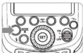 Diagram of a digital multimeter front panel with labeled buttons and a 'SET' button