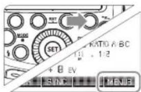 SET RATIO A BC 100, 1:2 + 0 EV SYNC MENU