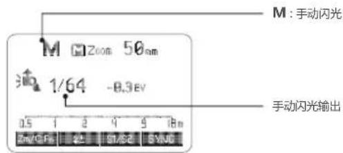 M : 手动闪光 1/64 -8.3 EV 0.5 1 2 4 9 18 m 20m/CF/Ft 22 51/52 5YND