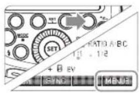 SET RATIO A BC 111 . 1/2 + B EV SYNC MENU