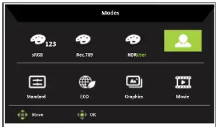 ACER PE320QK - Genvejsknap 1 (standard: Modes (Indstillinger)) - 1