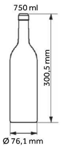 750 ml 300,5 mm Ø 76,1 mm