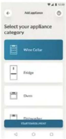 Add appliance Select your appliance category Wine Cellar Fridge Dven Disinuather STARTENROLLMENT
