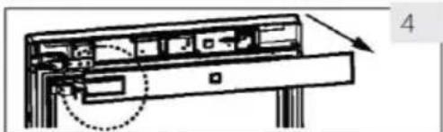 Diagram of a computer monitor with an open lid and control panel, showing no text or symbols