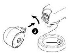 Diagram showing a device being connected to a cable with labeled parts, including a numbered callout.