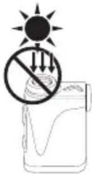 Safety warning symbol showing sun above a container with no prohibition sign and waveform below
