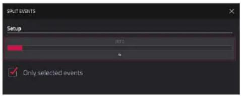 SPLIT EVENTS Setup INTG 4 ✓ Only selected events