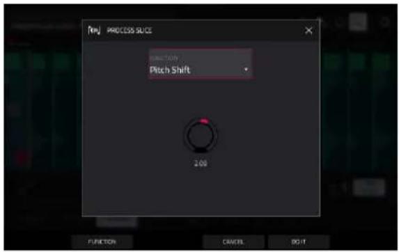 MP PROCESS Slice FUNCTION Pitch Shift 2.00 FUNCTION CANCEL OK