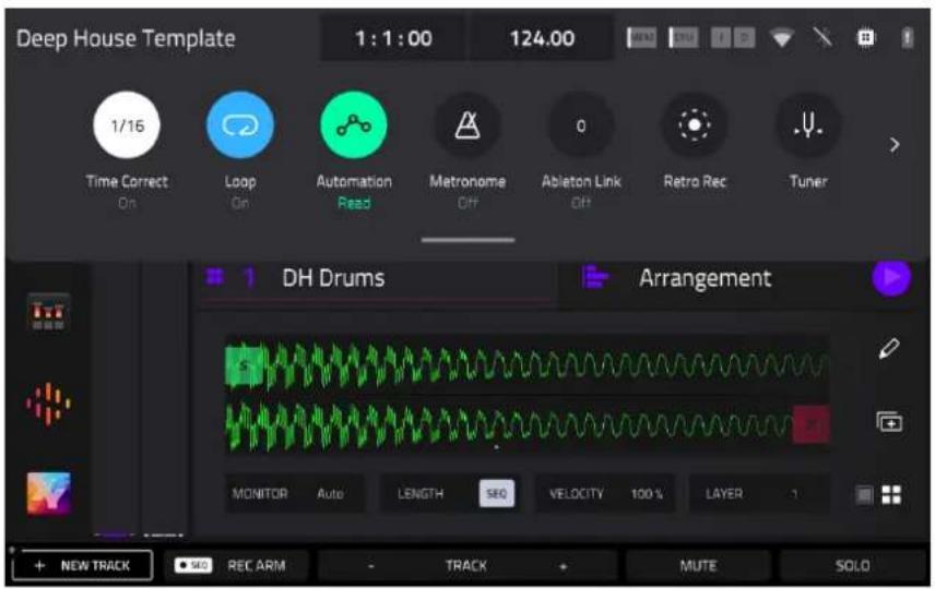 Deep House Template 1:1:00 124.00 1/16 Time Correct On Loop On Automation Read Metronome Off Ablaton Link Off Retro Rec Tuner DH Drums Arrangement MONITOR Auto LENGTH SED VELOCITY 100% LAYER 1 + NEW TRACK REC ARM - TRACK + MUTE SOLO