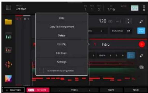 Copy Copy Tie Arrangement Delete Edit Chio Edit Event Settings 120 00 END 1 TUESPOME OFF Intro 5 LENGTH 2 D P 400 NEW TRACK ADD RED GRM TRACK ROUTE SELL