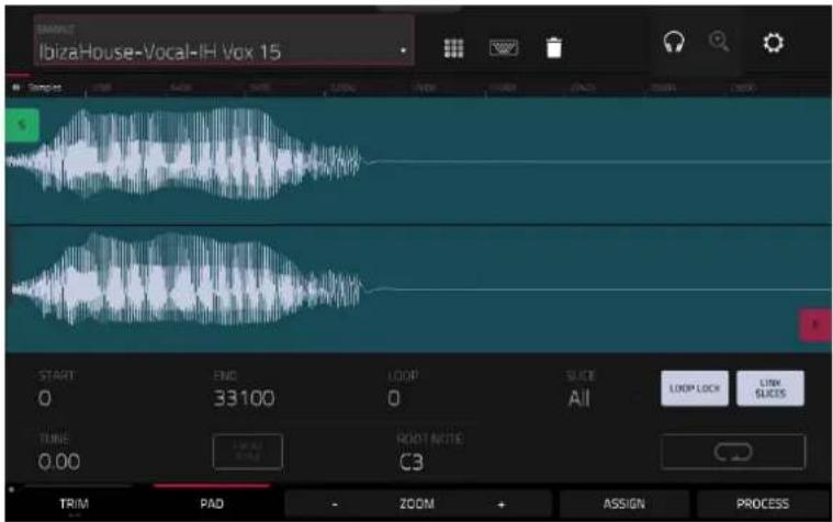 IbizaHouse-Vocal-IH Vox 15 START 0 END 33100 LOOP 0 SLICE ALL LOOP LOCK LINK SLICES TUNE 0.00 ROOT NOTE C3 TRIM PAD ZOOM ASSIGN PROCESS