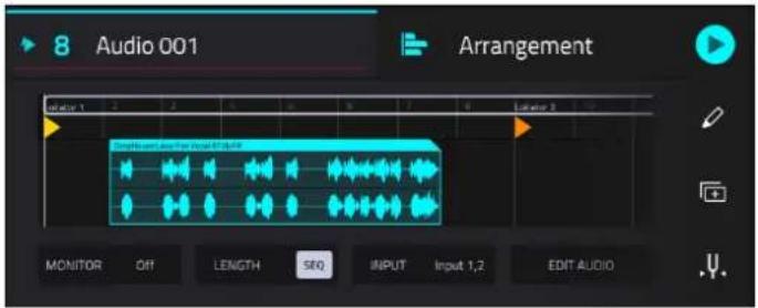 8 Audio 001 Arrangement Signal 1 Laser 2 Smoothness and Angle for Visual ATT/AVT MONITOR ON LENGTH SBO INPUT Input 1,2 EDIT AUDIO
