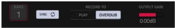BARS 1 SYNC RECORD TO PLAY OVERDUB OUTPUT GAIN 0.00dB
