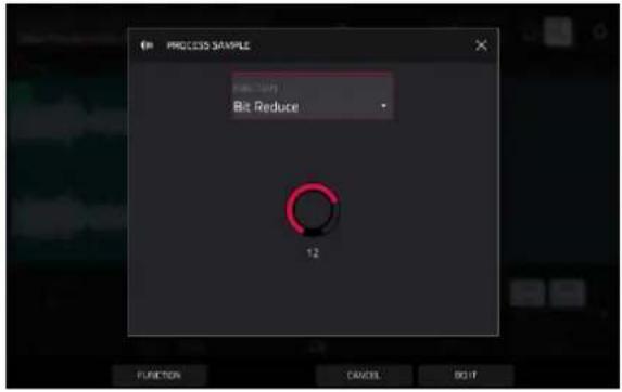 PROCESS SAMPLE Bit Reduce 12 FUNCTION CANCEL DOUT