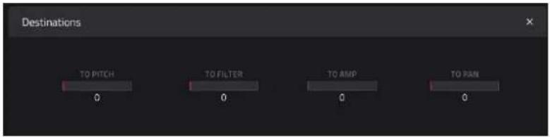 Destinations TO PITCH TO FILTER TO AMP TO PAN