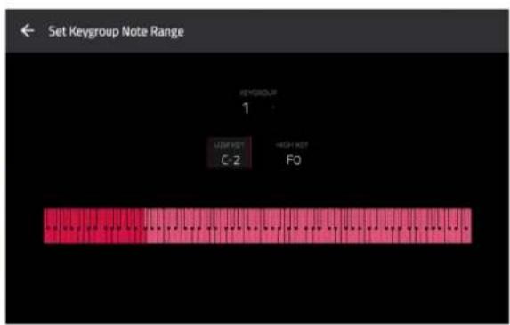 Set Keygroup Note Range KEYGROUP 1 LOW KEY C-2 HIGH KEY F0