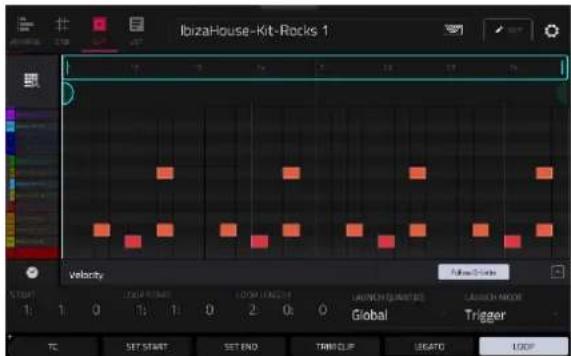 IbizaHouse-Kit-Rocks 1 Velocity Follow Global Global Trigger TC SET START SET END TRANSCLIP SEATO LOOP
