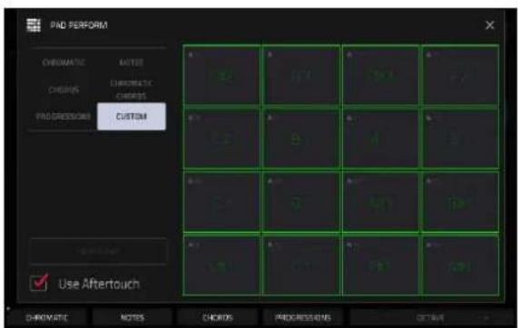 PAD PERFORM CHROMATIC METER CHROMS CHROMATIC CHROMS PAD-CREDOMI CUSTOM Use Aftertouch CHROMATIC NOTES CHROMS PROGRESSORS CLOSE