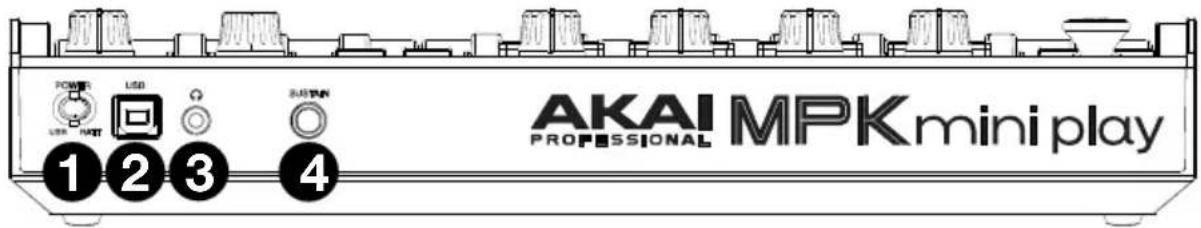 AKAI PROFESSIONAL MPK mini play POWER USB SUSTAIN 1 2 3 4