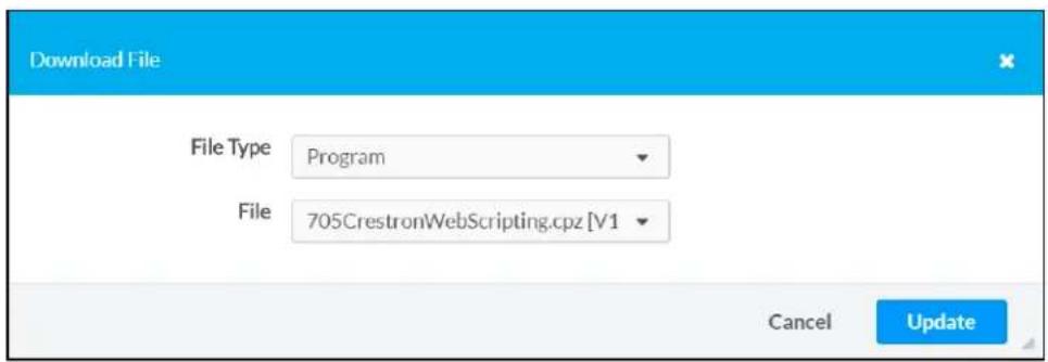 Download File File Type Program File 705CrestronWebScripting.cpz [V1 Cancel Update