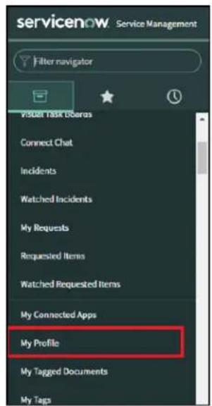 servicenow Service Management Filter navigator Visual Task Obras Connect Chat Incidents Watched Incidents My Requests Requested Items Watched Requested Items My Connected Apps My Profile My Tagged Documents My Tags