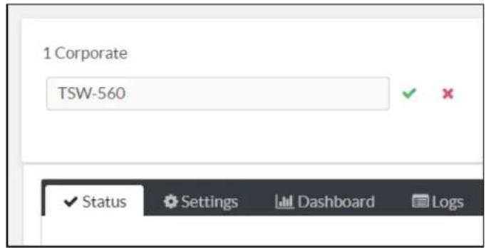 1 Corporate TSW-560 Status Settings Dashboard Logs
