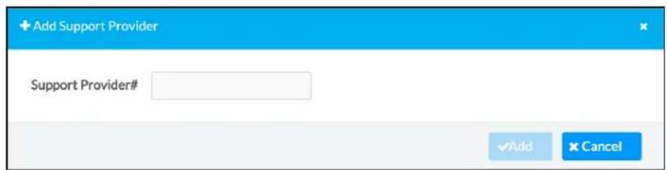 + Add Support Provider Support Provider# ✓Add ✕ Cancel