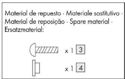 Material de repuesto · Materiale sostitutivo · Material de reposição · Spare material · Ersatzmaterial: x 1 3 x 1 4