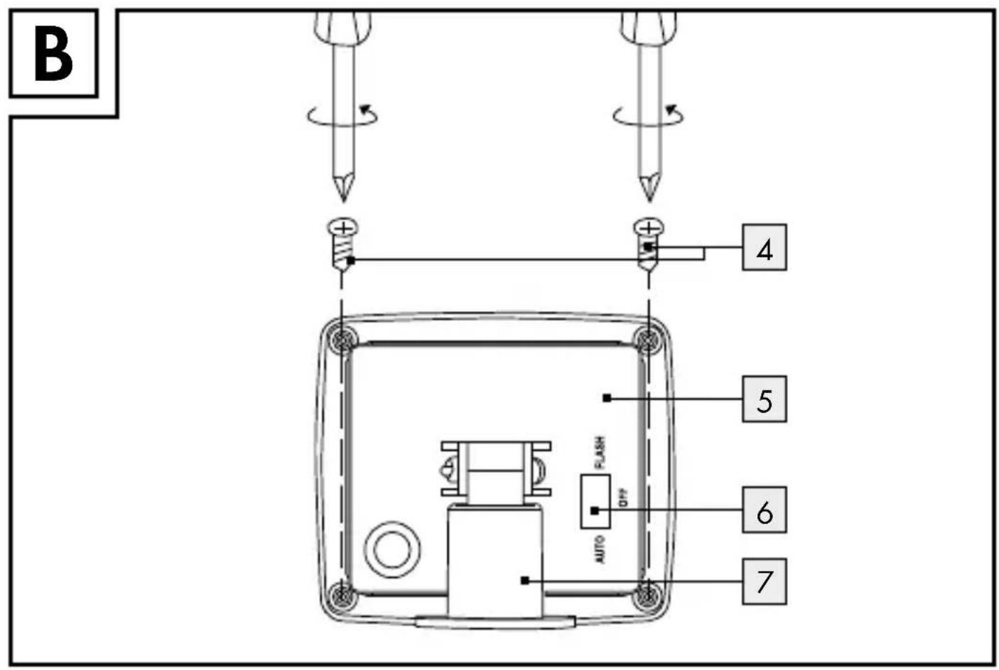 B 4 5 6 7 FLASH AUTO D1*