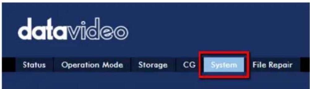 datavideo Status Operation Mode Storage CG System File Repair