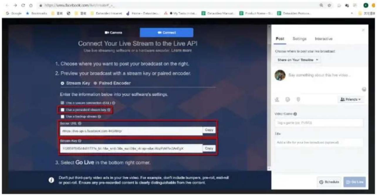 Connect Your Live Stream to the Live API Use live streaming software or a hardware encoder. Learn more. 1. Choose where you want to post your broadcast on the right. 2. Preview your broadcast with a stream key or paired encoder. Stream Key Paired Encoder Enter the information below into your software's settings. Use a secure connection (SBL) Use a precedent stream key Use a backup stream Server URL https://live-jpc-5.taobao.com 443.dlrpr Copy Stream Key 102059704514481777y_id=1Mx_und:3Mx_wac:0Mx-verp=8Mx-Req:PzN/Fe3AeEgX Copy 3. Select Go Live in the bottom right corner. Don't put third-party video ads in your live video. For example, don't include bumpers, pre-roll, mid-roll or post-roll. Ensure any pre-recorded content is clearly distinguishable from live content.