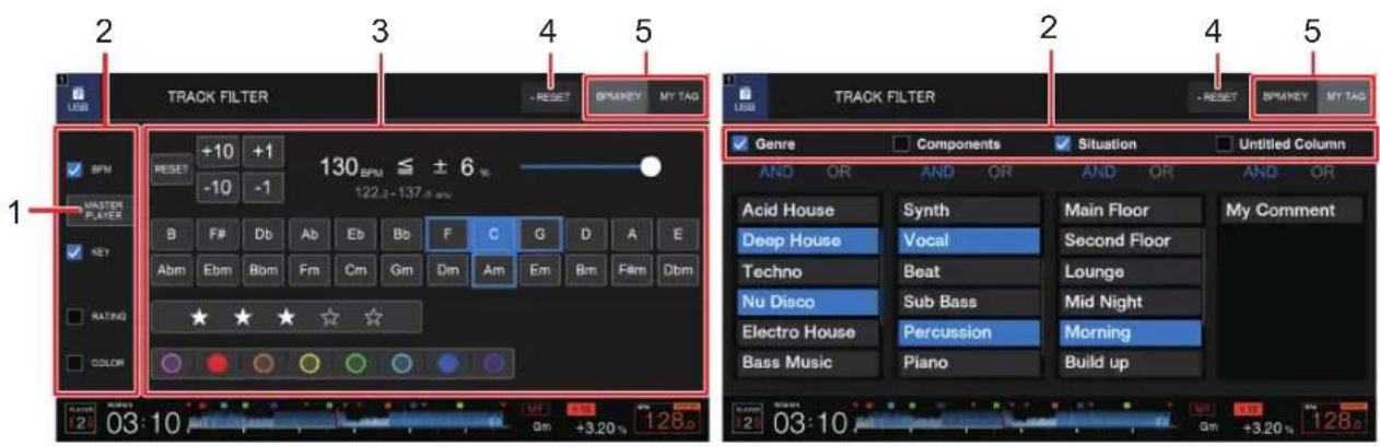 TRACK FILTER +10 +1 130 BPM ≤ ± 6 -10 -1 B F# Db Ab Eb Bb F C G D A E Abm Ebm Bom Fm Cm Gm Dm Am Em Bm Bm Fm Dbm RATING ★ ★ ☆ ★ COLOR 120 03:10 GM +3.20 128° 2 3 4 5 RESET BKANEY MY TAG 2 4 5 USB TRACK FILTER - RESET BKANEY MY TAG Genre Components Situation Untitled Column AND OR AND OR AND OR AND OR Acid House Synth Main Floor My Comment Deep House Vocal Second Floor Techno Beat Lounge Nu Disco Sub Bass Mid Night Electro House Percussion Morning Bass Music Piano Build up 03:10 GM +3.20 128°