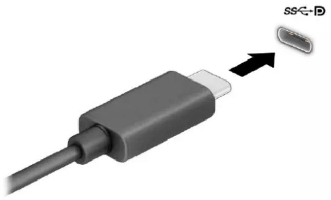 HP Probook 450 G8 - Tilslutning af en DisplayPort-enhed med et USB-kabel Type-C (kun udvalgte produkter) - 2