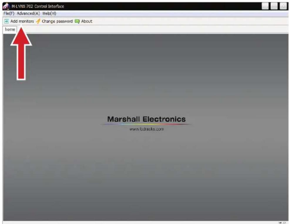M-LYNX-702 Control Interface File(F) Advanced(A) Heb(H) Add monitors Change password About home Marshall Electronics www.bdracks.com