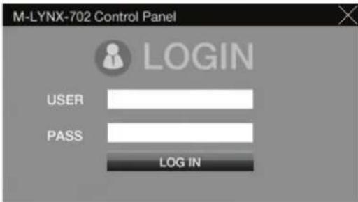 M-LYNX-702 Control Panel LOGIN USER PASS LOG IN