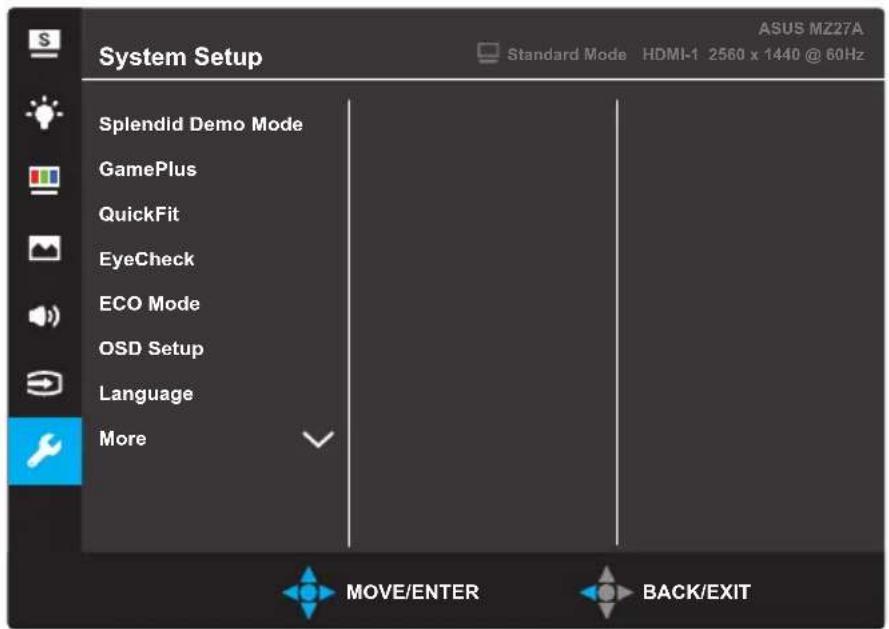 ASUS Designo MZ27AQL - System Setup (Systemopsætning) - 1