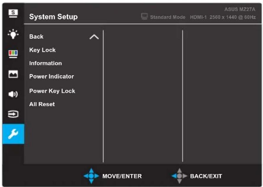 ASUS Designo MZ27AQL - System Setup (Systemopsætning) - 2